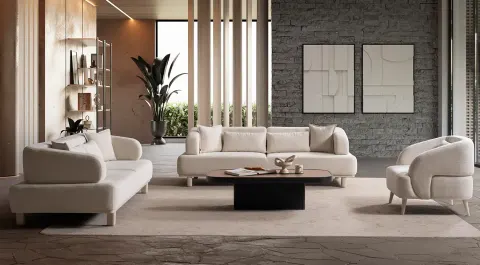 Keops Wooden Leg Sofa Set