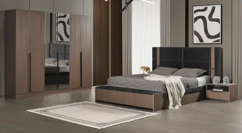 Prada Walnut 6 Door Bedroom Set