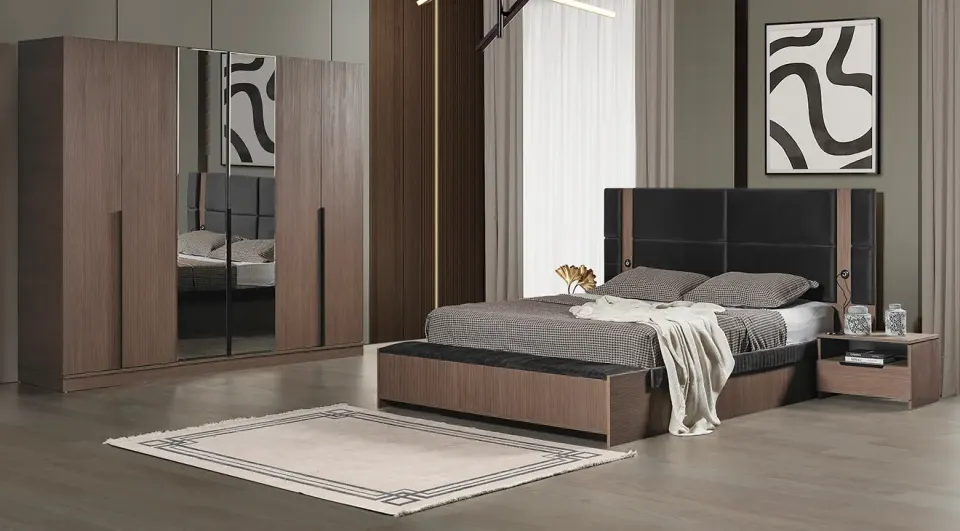 Prada Walnut 6 Door Bedroom Set