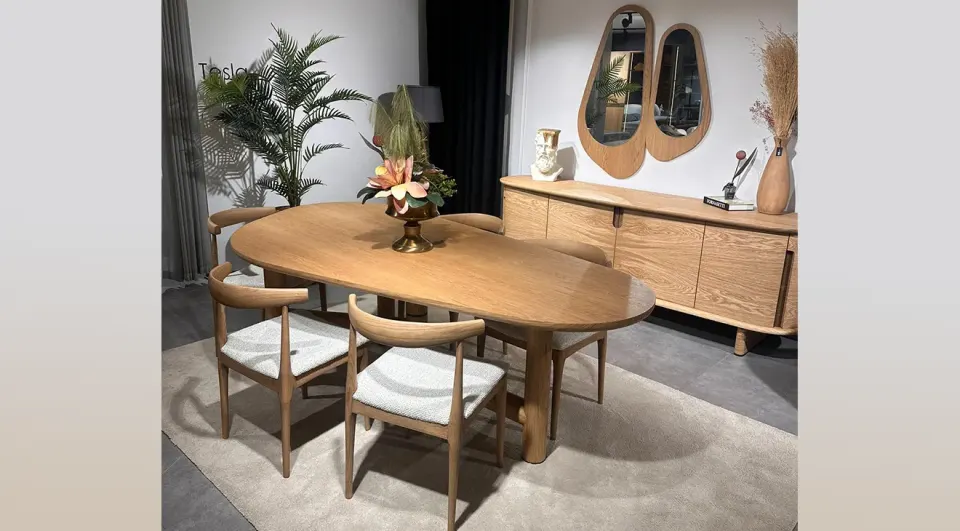 Oslo Walnut Wooden Leg Dining Room Set