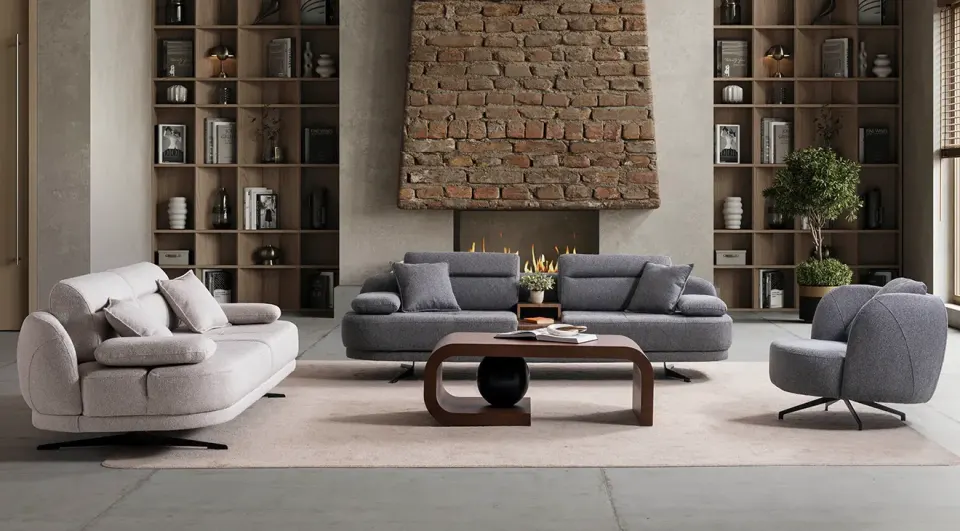Rio Metal Leg Modern Sofa Set