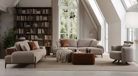 Verona Wooden Legs Sofa Set