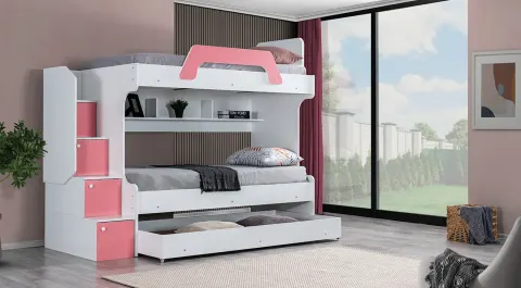 Inci Pink Bunk Bed