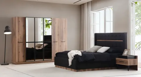 Lidya Walnut Modern Bedroom Set