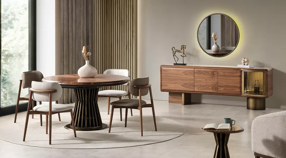 Pablo Walnut Modern Dining Room Set