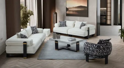 Aden Black Modern Sofa Set