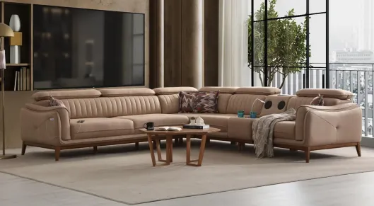 Milas USB Input Corner Sofa Set