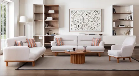 Valens Wooden Leg Sofa Set