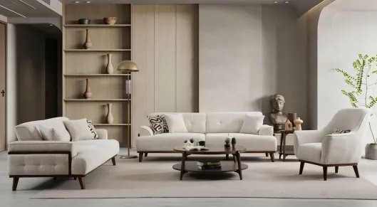 Aden Wooden Leg Sofa Set