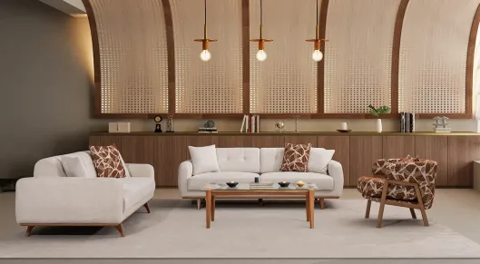 Loft Sofa Set with Wooden Legs and Bed