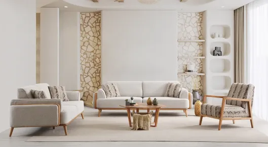 Bora Wooden Leg Sofa Bed Set