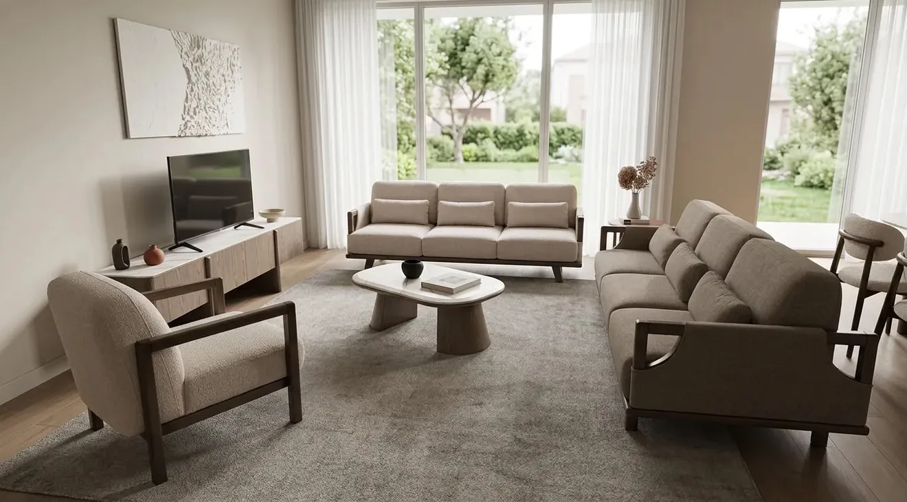 Wood Ahşap Ayaklı Modern Koltuk Takımı