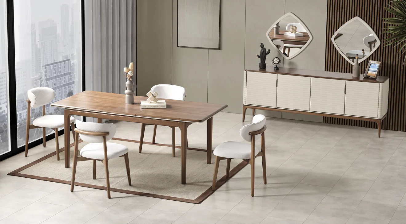 Product img 2, Zümrüt Ahşap Ayaklı Yemek Odası Takımı
