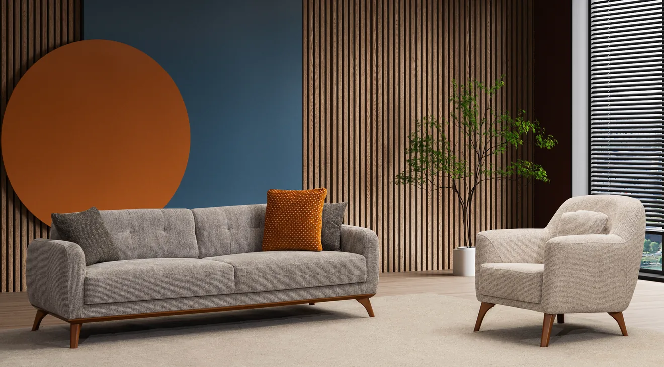 Product img 2, Loft Ahşap Ayaklı Yataklı Modern Koltuk Takımı