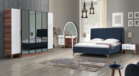 Ipek Walnut 6 Door Bedroom Set