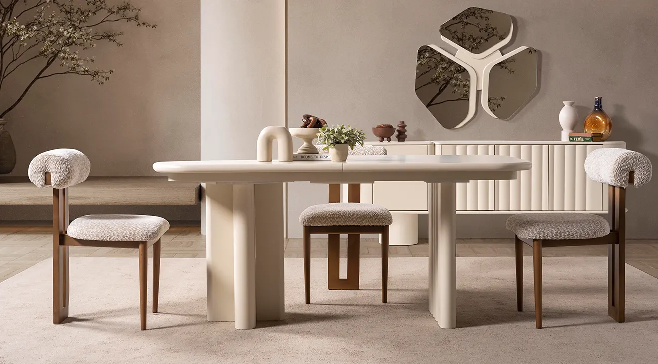 Lotus Moonstone Modern Dining Room Set