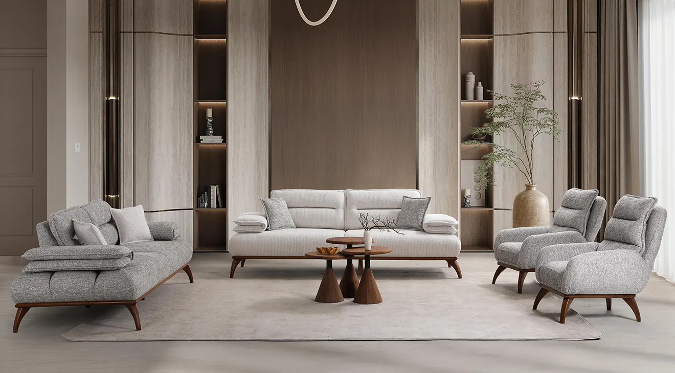 Cayenne Wooden Leg Sofa Set