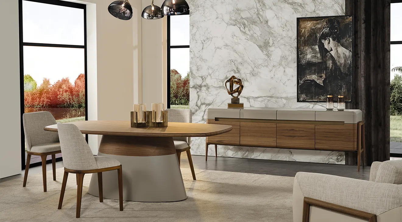 Luca Walnut Modern Dining Room Set