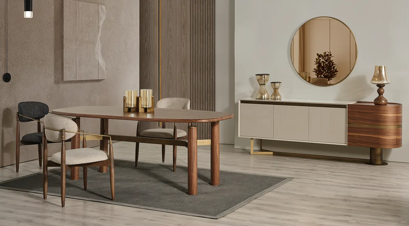 Matera Walnut Modern Dining Room Set