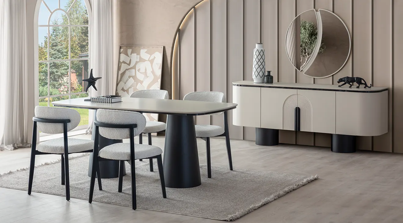 Pablo Wooden Leg Modern Dining Room Set