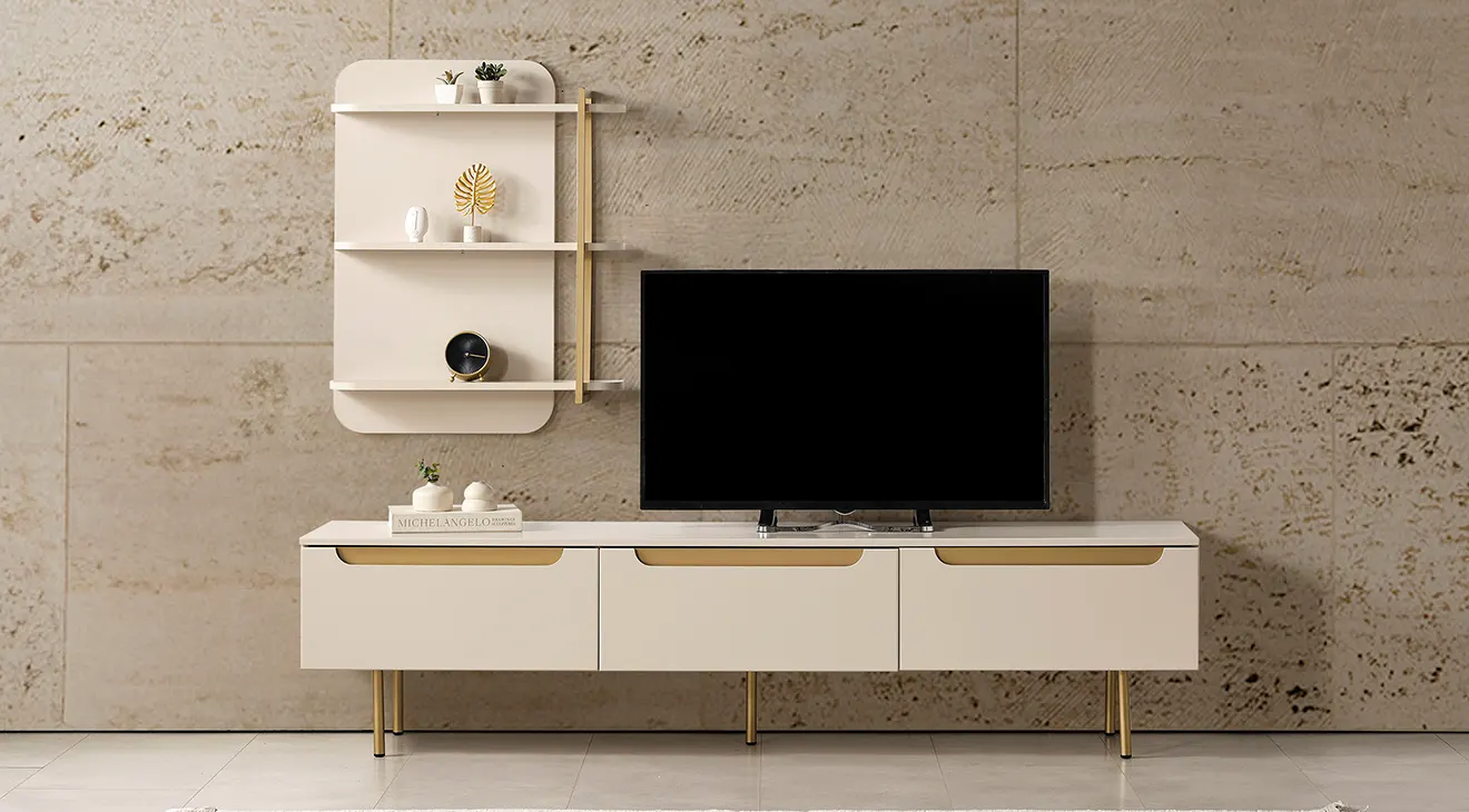 Zara Gold Metal Standing TV Unit