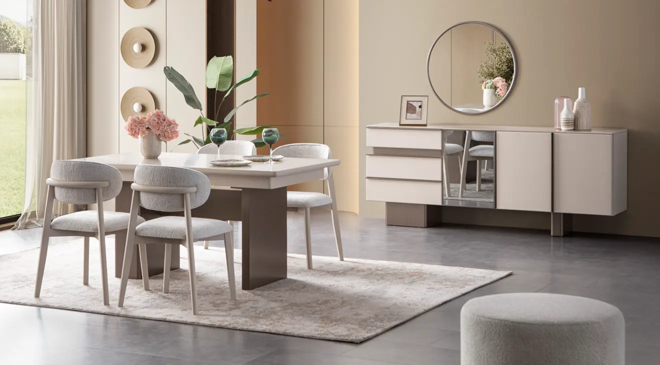 Zen Mirrored Modern Dining Room Set