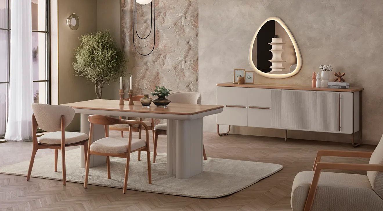 New Lotus Wooden Leg Dining Room Set