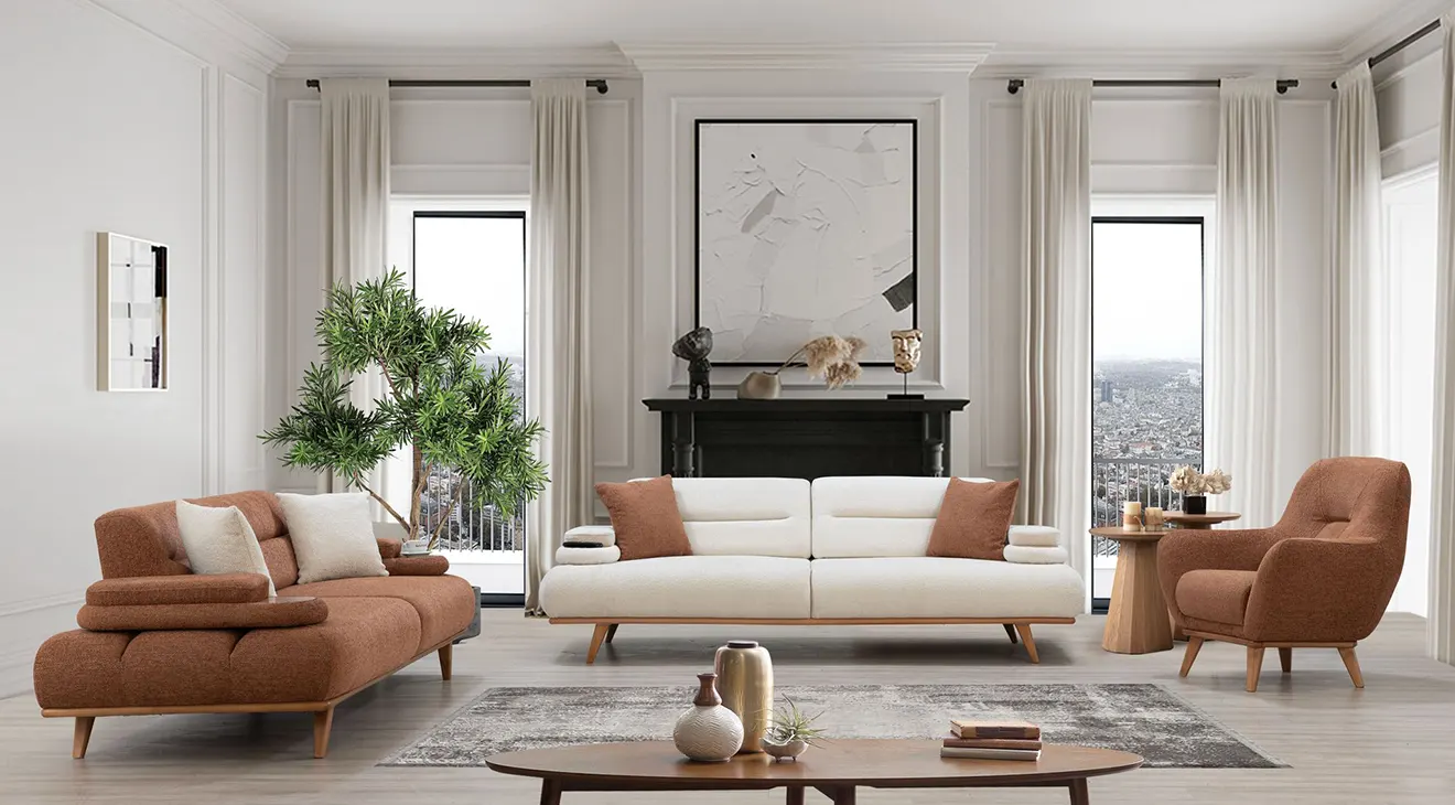 Sitella Wooden Legs Sofa Set