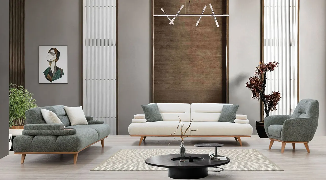 Sitella Wooden Legged Sofa Set