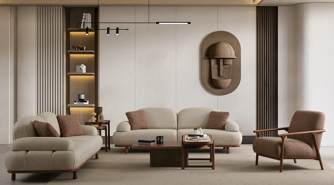 Mozart Wooden Leg Sofa Set