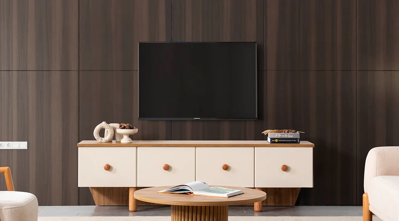 Soft TV Unit with Wooden Legs