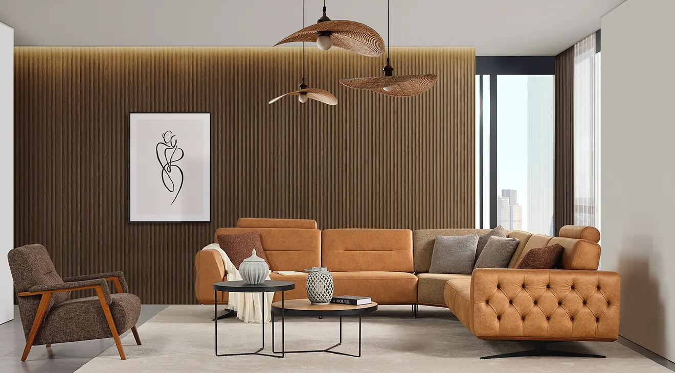 Loft Metal Leg Corner Sofa Set