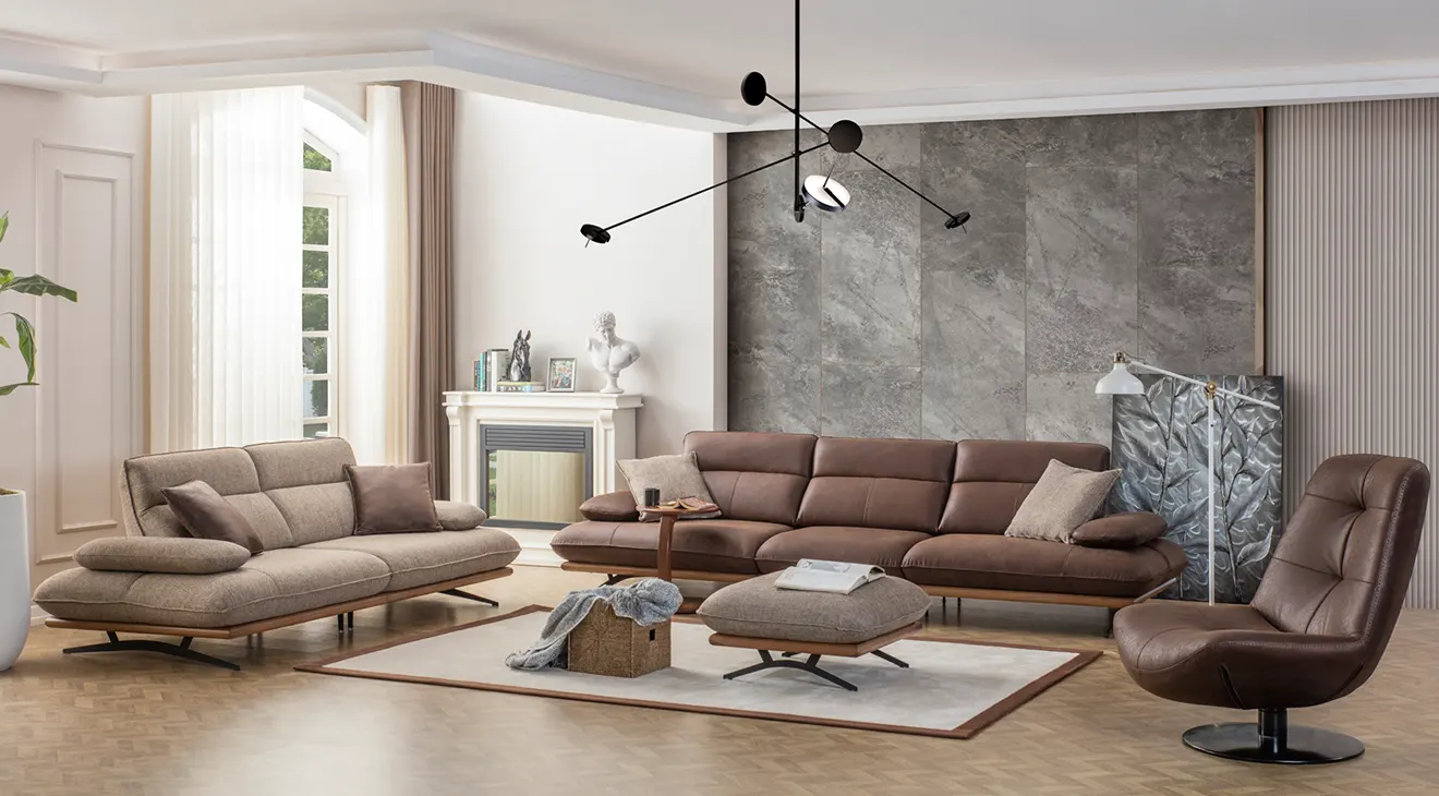 New York Metal Leg Sofa Set
