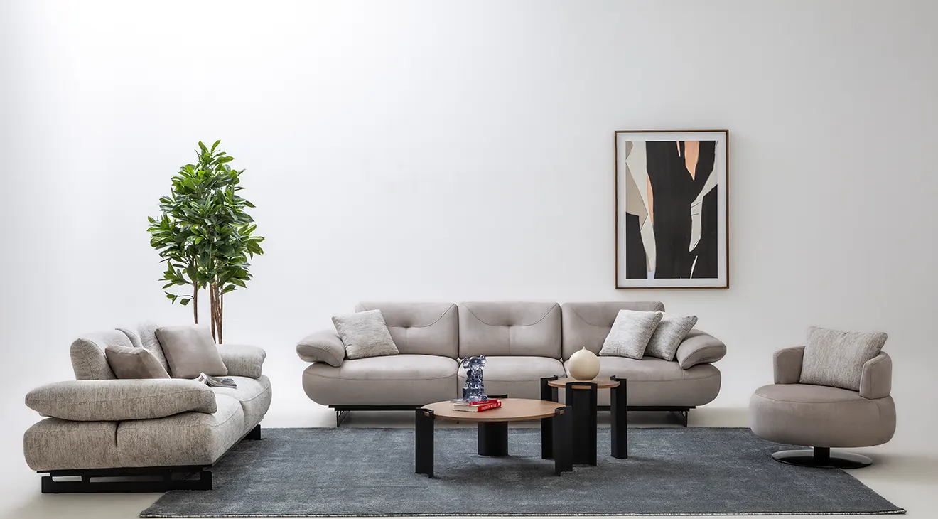 Roma Metal Leg Sofa Set