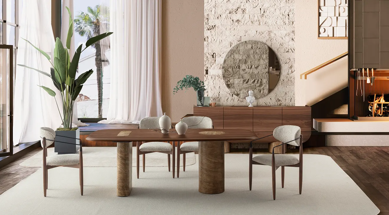 Dining Room Set with Venetian Wooden Legs