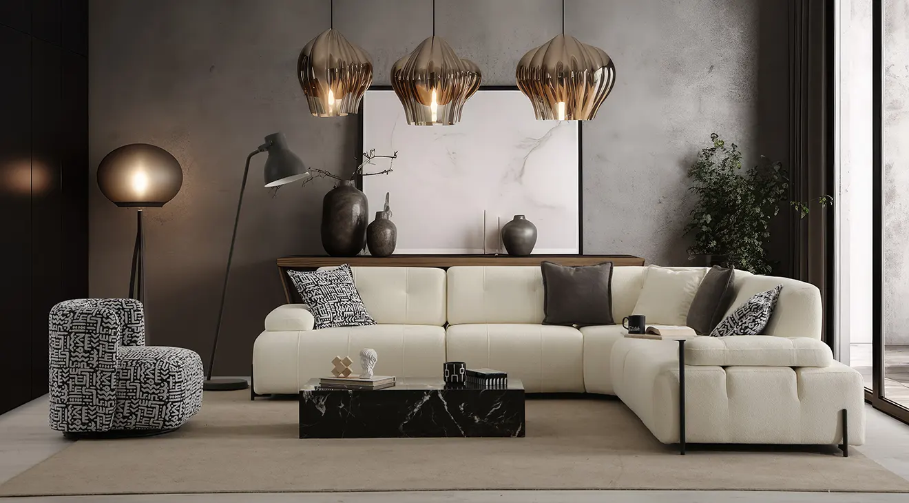 Lima Metal Leg Corner Sofa Set