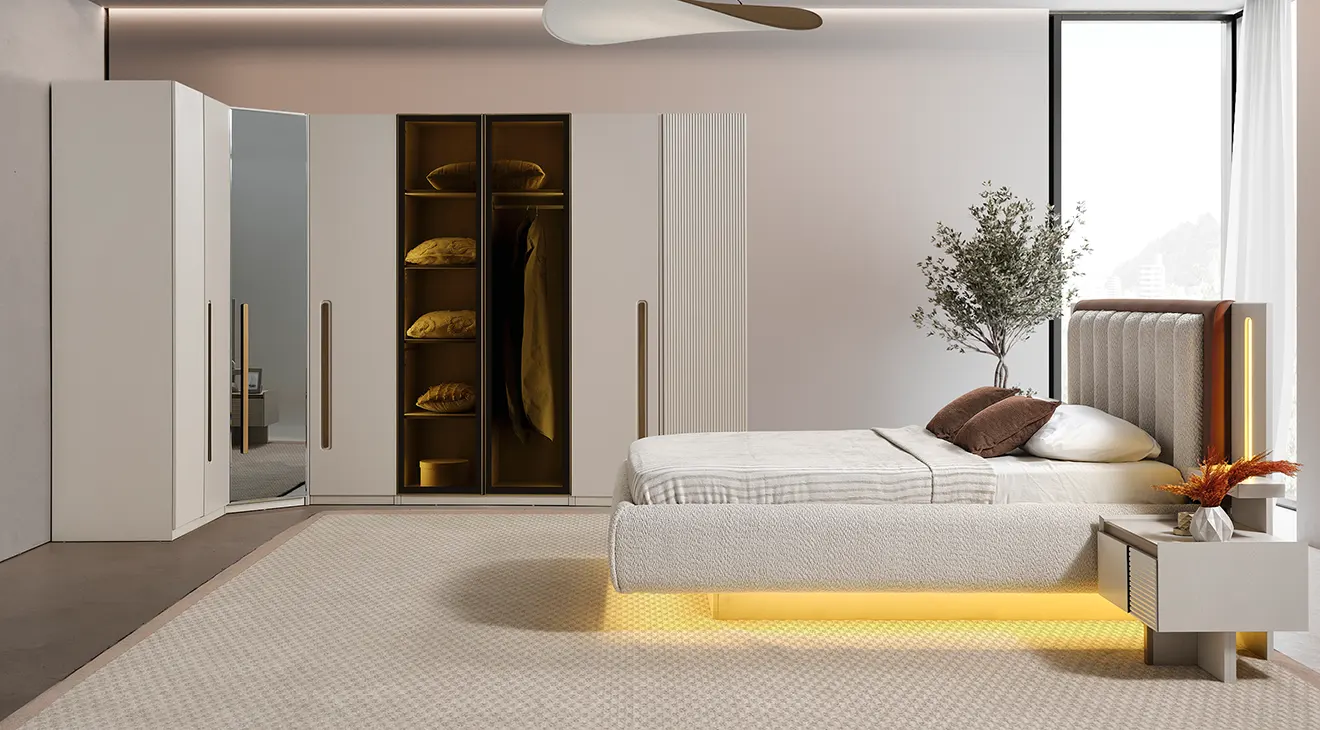 Moon Corner Wardrobe Bedroom Set