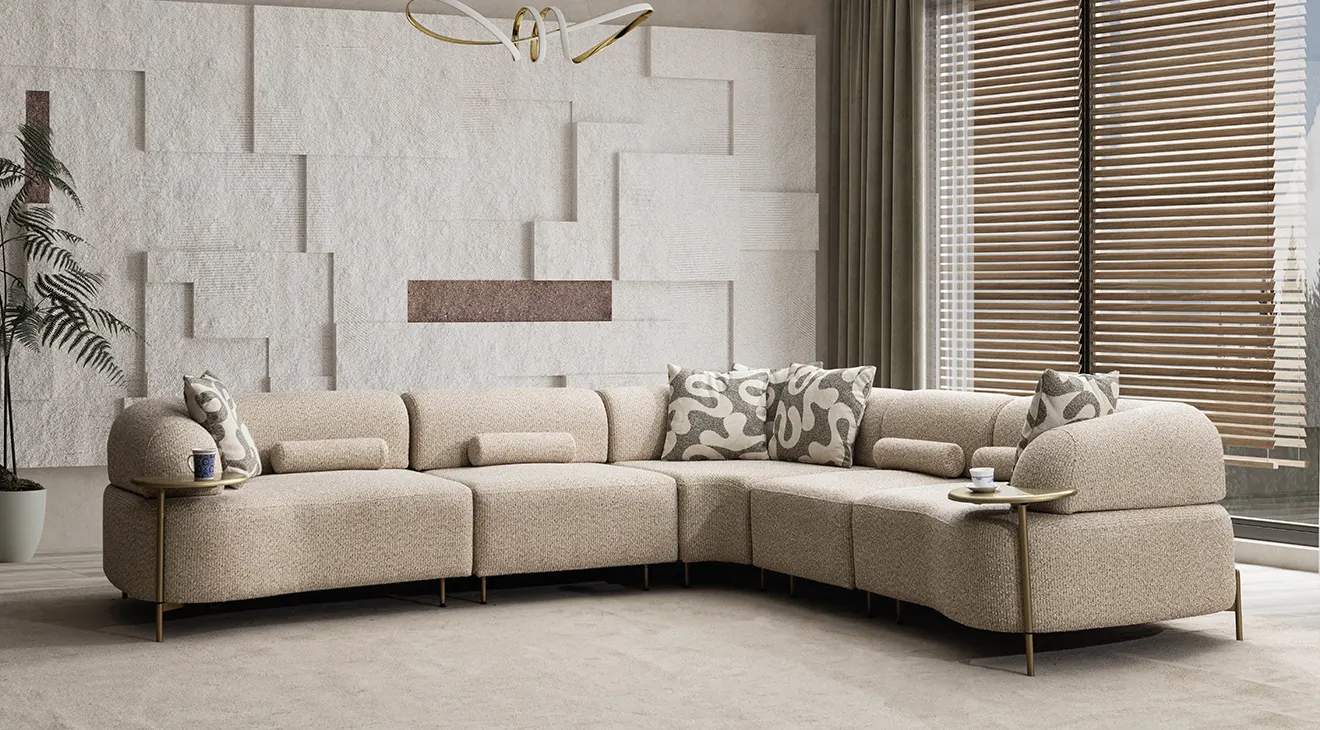 Mustang Modern Corner Sofa Set With Bed