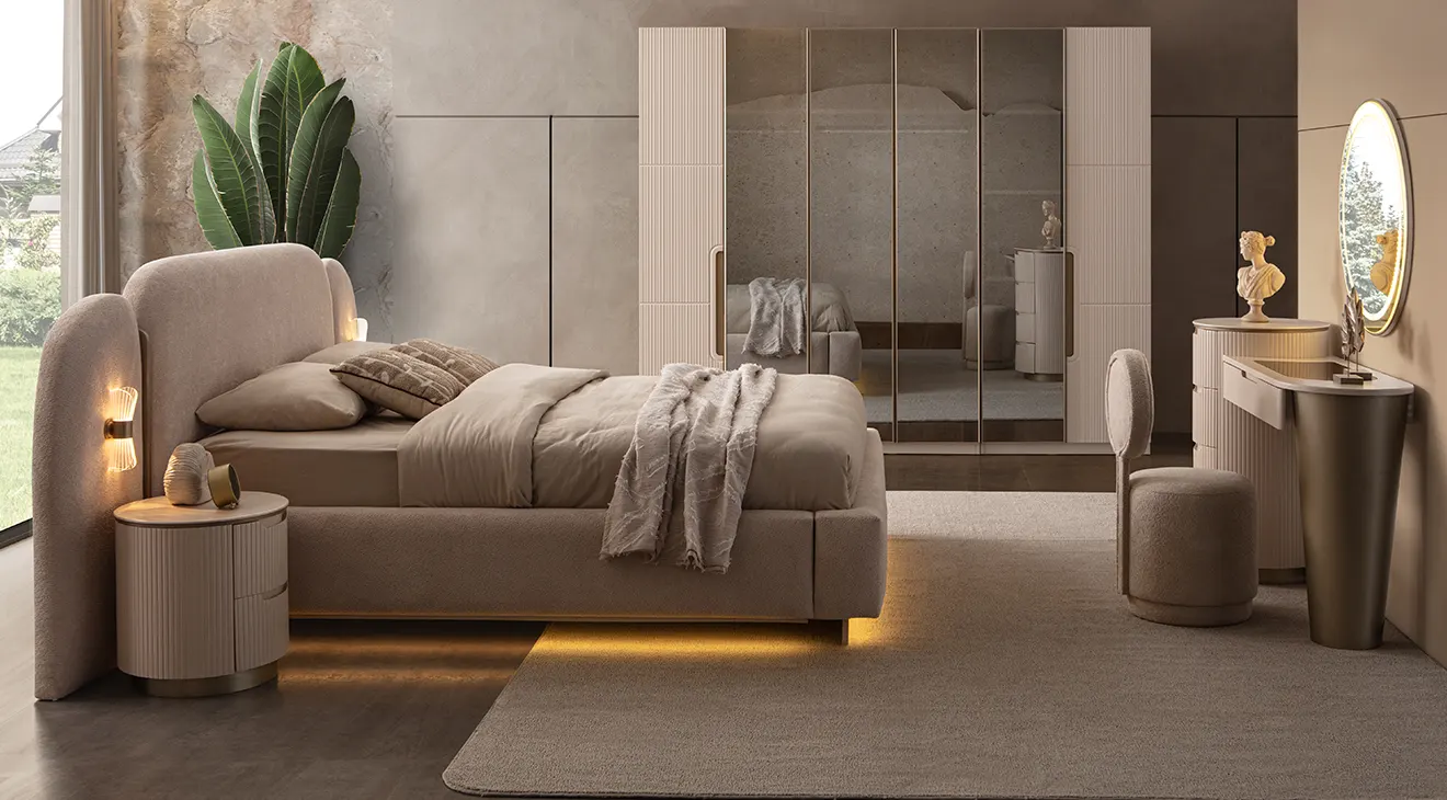 Defne 6-Door Bed Base Bedroom Set