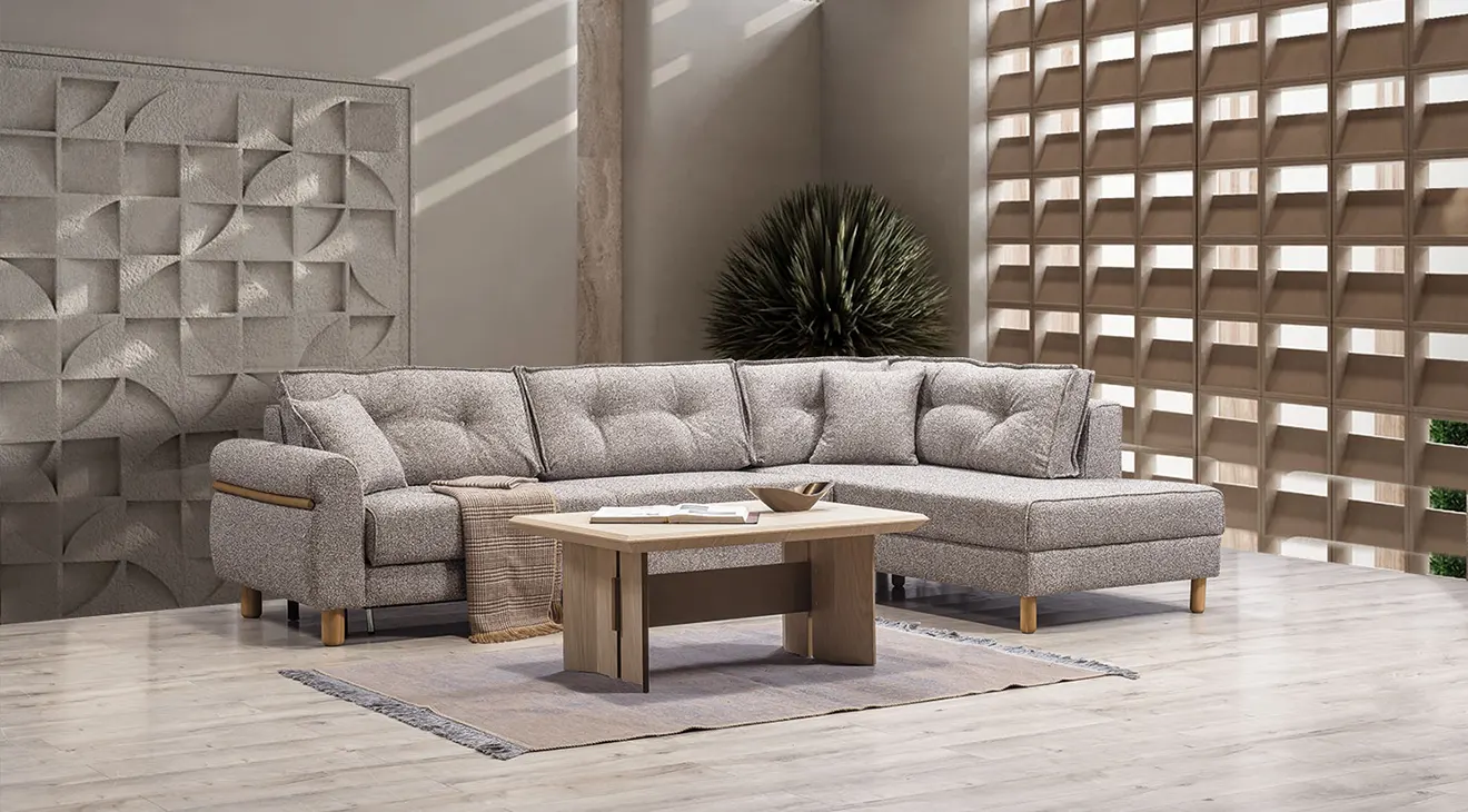 Buse Corner Sofa Set with Bed and Storage