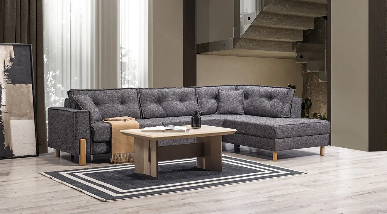 Ipek Corner Sofa Set with Storage Bed