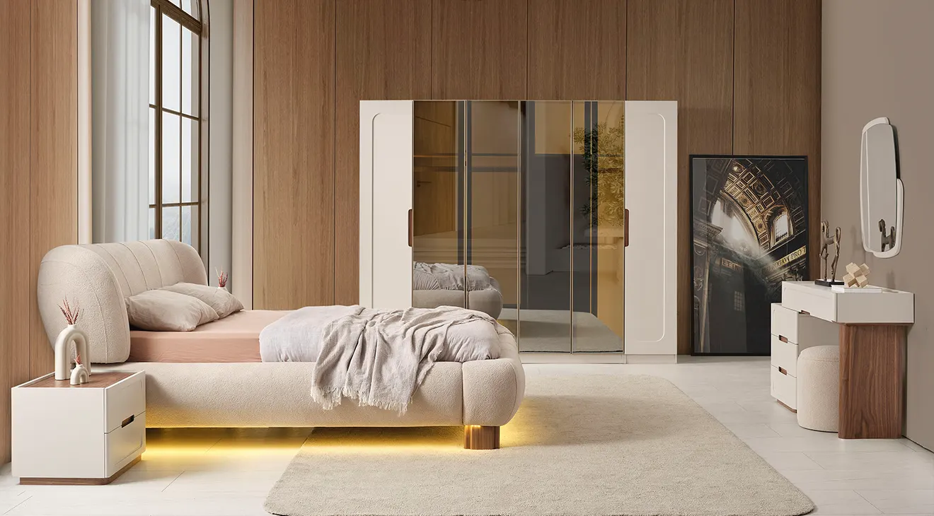 Aspera 6-Door Modern Walnut Bedroom Set