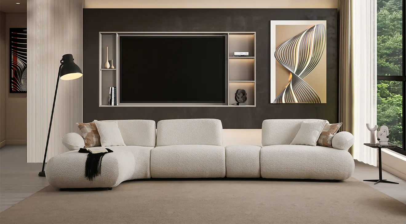 Orlando Modern Relax Corner Sofa Set with Bed