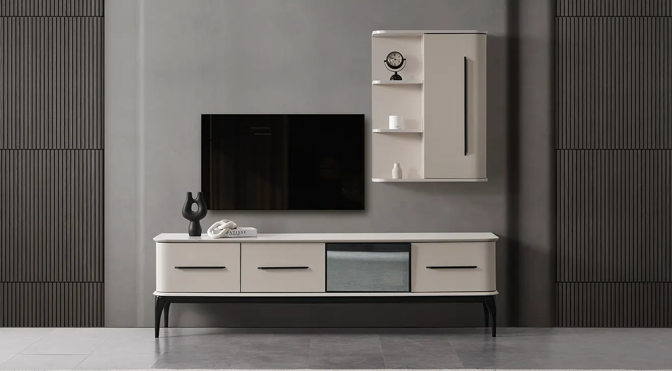 Destan Wooden Leg Modern TV Unit