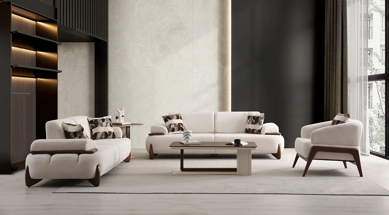 Vera Wooden Leg Sofa Bed Set