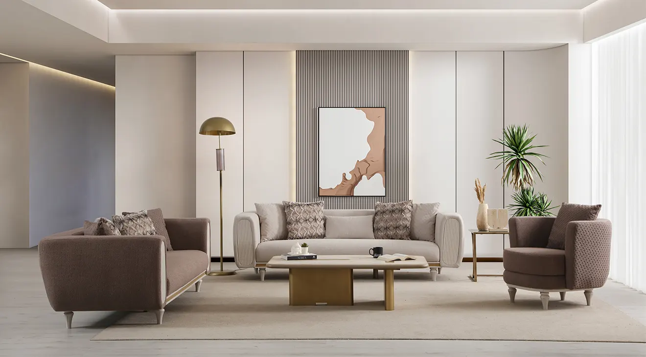 Lisbon Wooden Leg Sofa Set