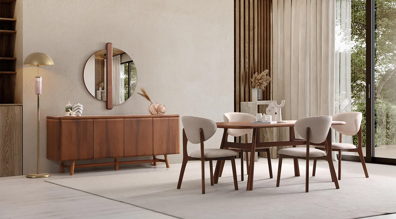 Truva Wooden Leg Dining Room Set