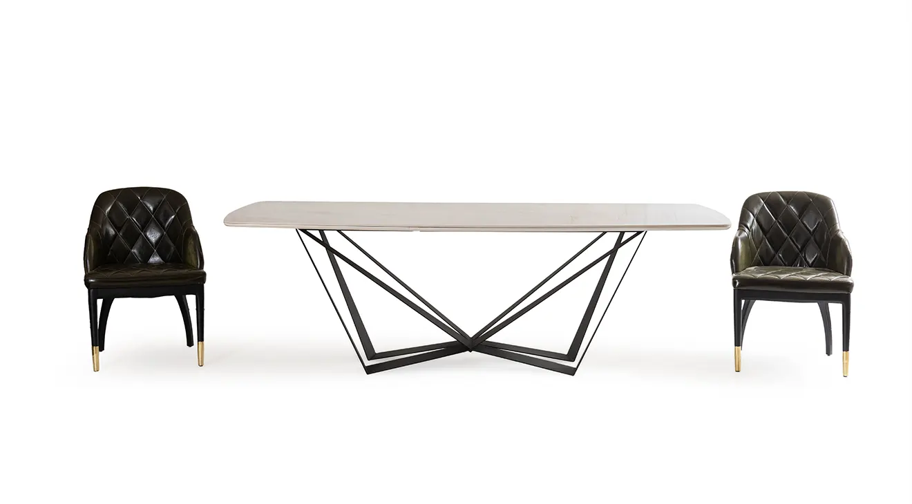 Lizza Ceramic Table with Metal Legs