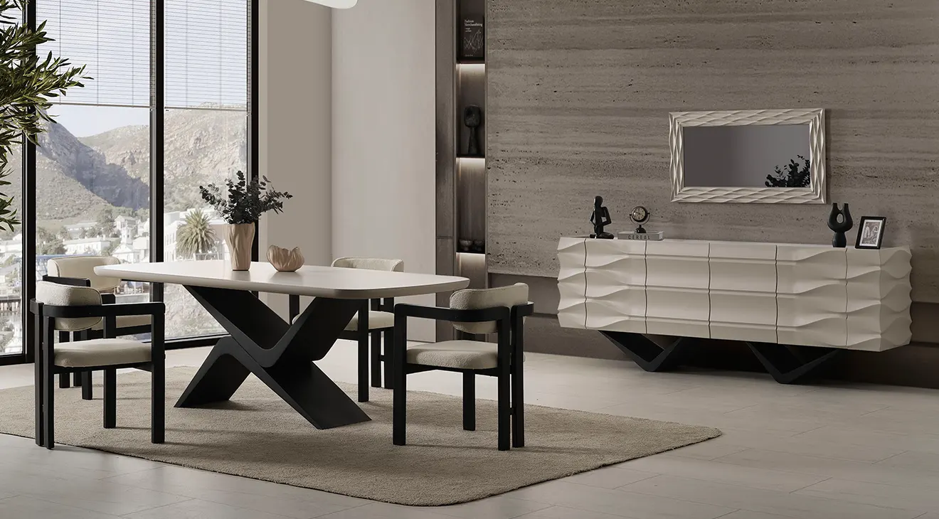 Dolunay Metal Legged Dining Room Set
