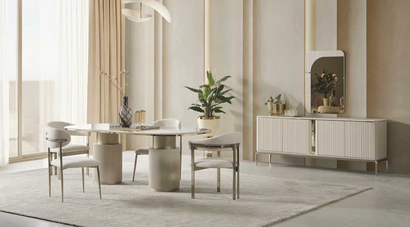 Solo Marble Pattern Dining Room Set